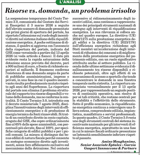 La sospensione del Conto Termico 3.0: risorse disponibili e domanda di incentivi